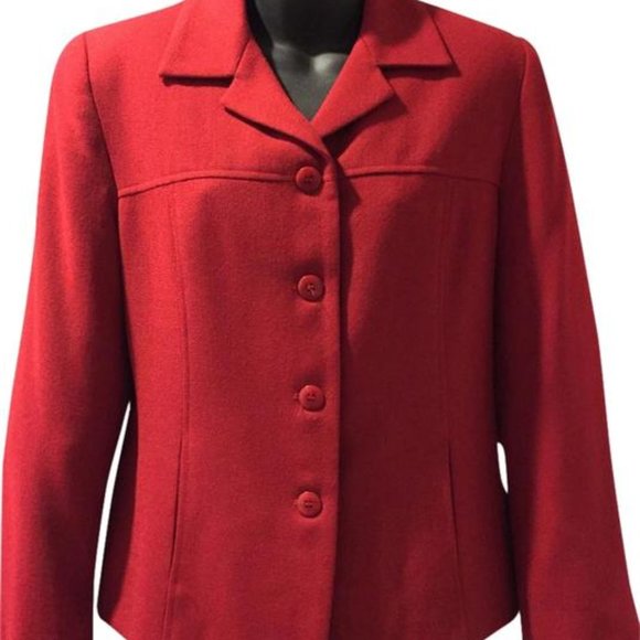 Gianni Soft Red Wool Blazer ~ Size 12Petite - Picture 1 of 4